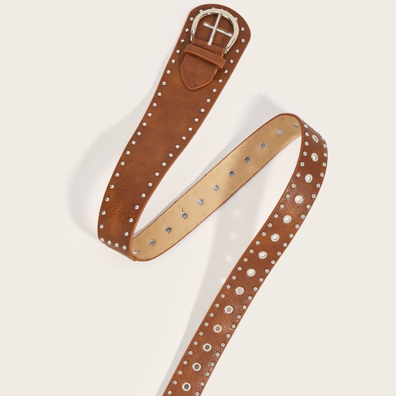 Punk Style Studded Belt Rivet Wide Leather Belt - image 4