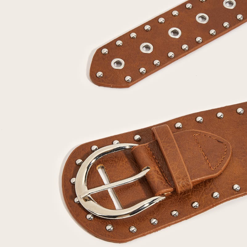 Punk Style Studded Belt Rivet Wide Leather Belt - image 5