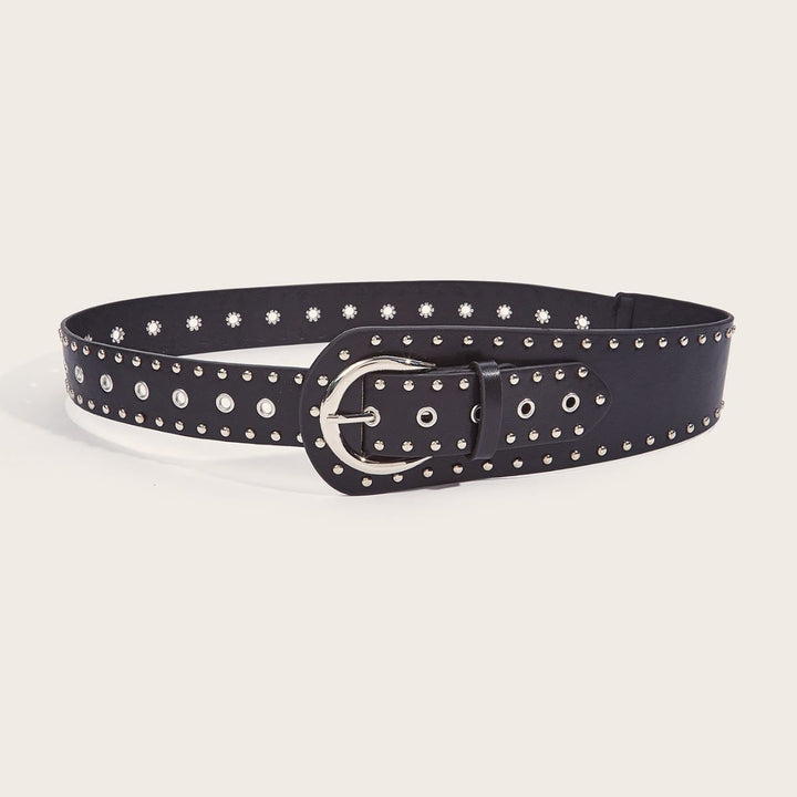 Punk Style Studded Belt Rivet Wide Leather Belt - image 6