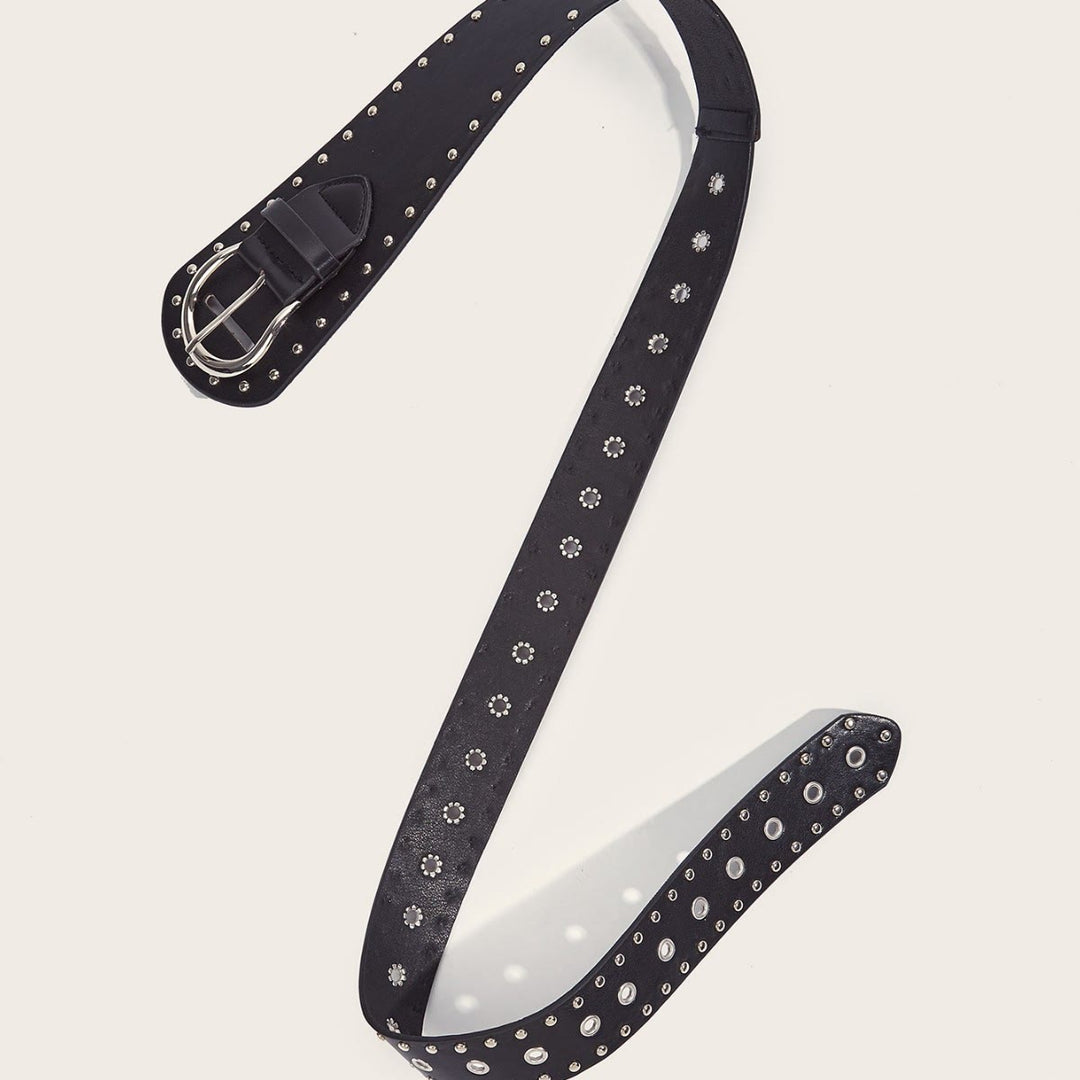 Punk Style Studded Belt Rivet Wide Leather Belt - image 8