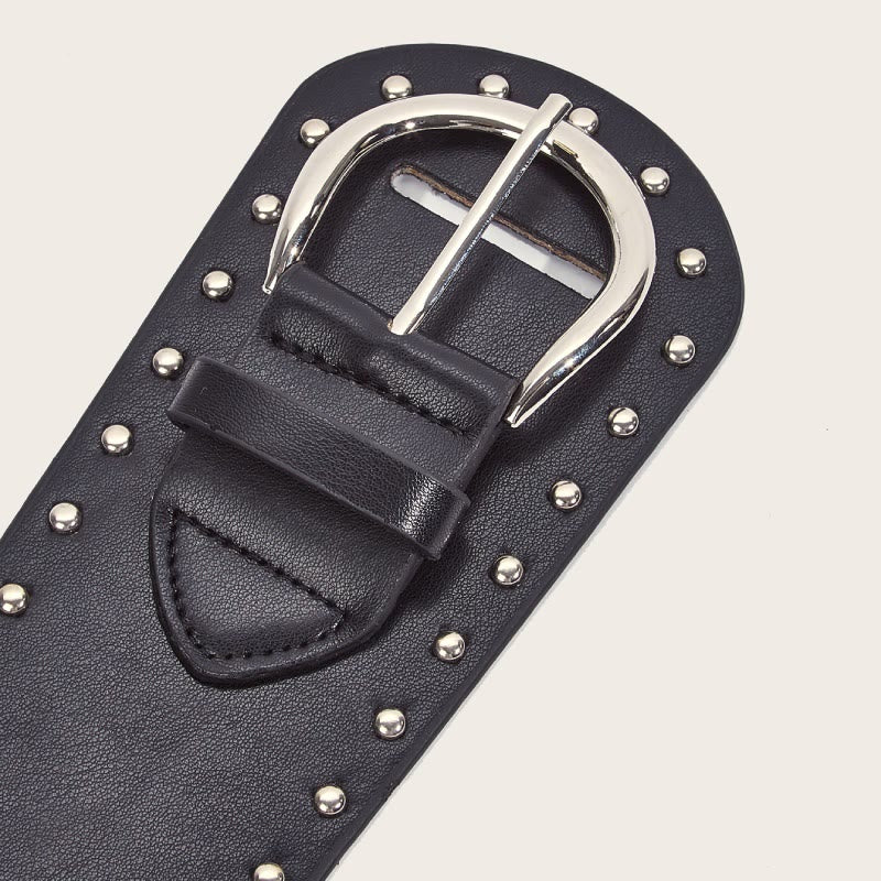 Punk Style Studded Belt Rivet Wide Leather Belt - image 9