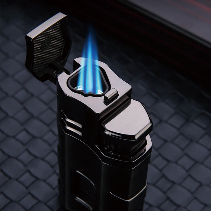 Portable Triple Burner Lighter With Cigar Cutter - Black - image 0