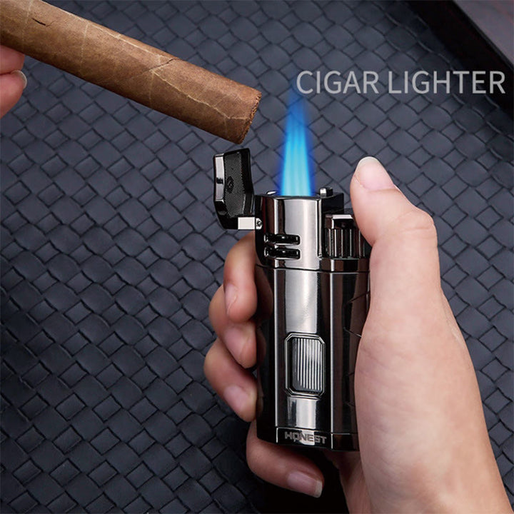 Portable Triple Burner Lighter With Cigar Cutter