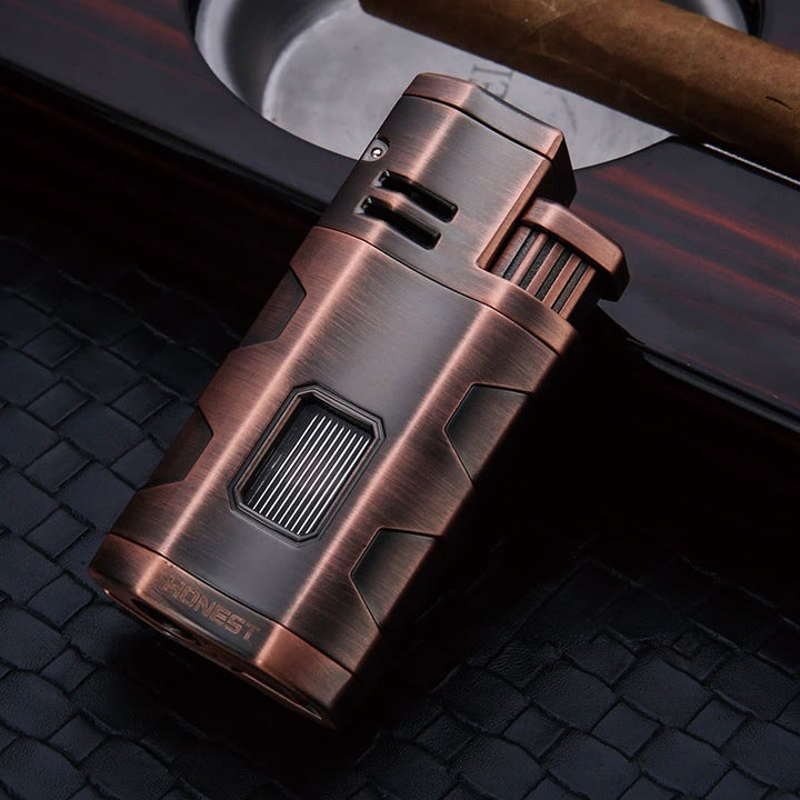 Portable Triple Burner Lighter With Cigar Cutter - Copper - image 6