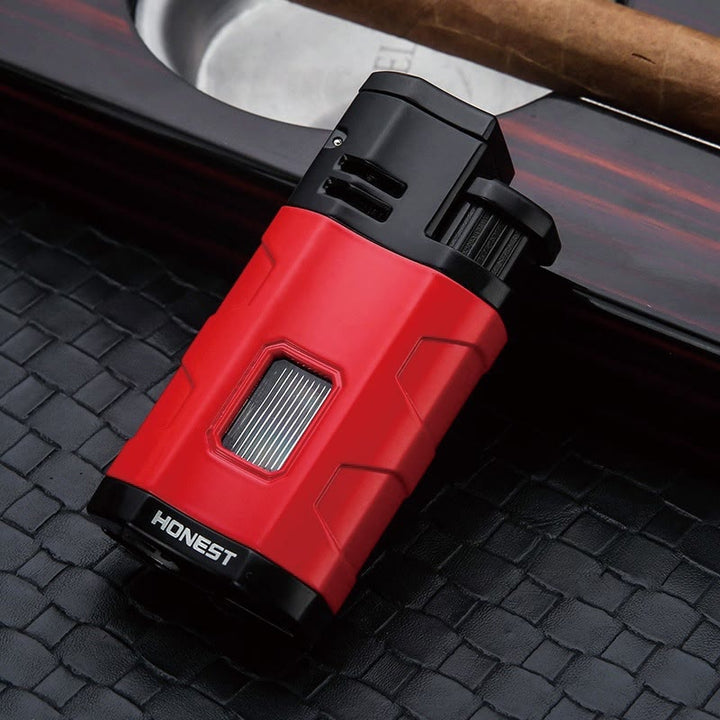 Portable Triple Burner Lighter With Cigar Cutter - Red - image 8