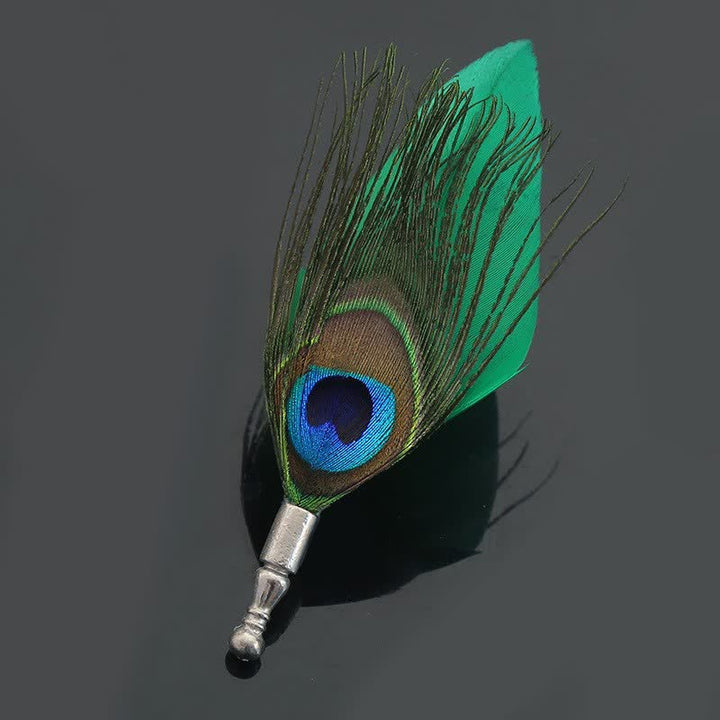 Unisex Classic Wedding Party Colorful Peacock Feather Brooch - Style #12 - image 13