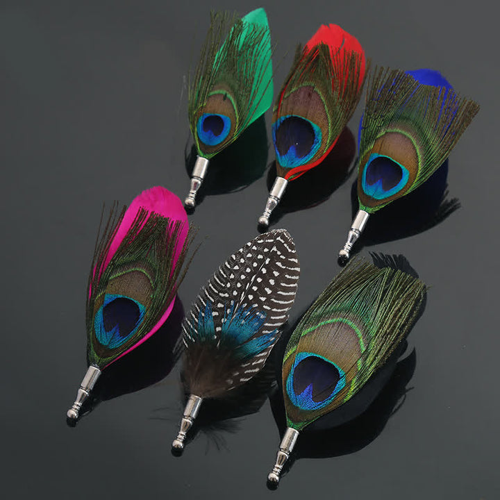 Unisex Classic Wedding Party Colorful Peacock Feather Brooch