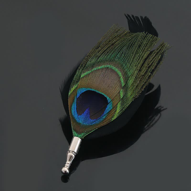 Unisex Classic Wedding Party Colorful Peacock Feather Brooch - Style #8 - image 9