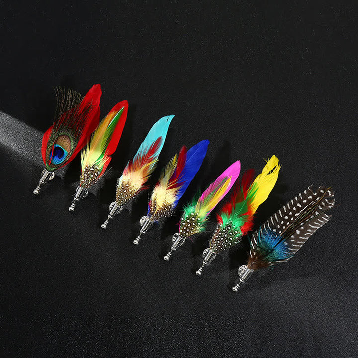 Unisex Classic Wedding Party Colorful Peacock Feather Brooch