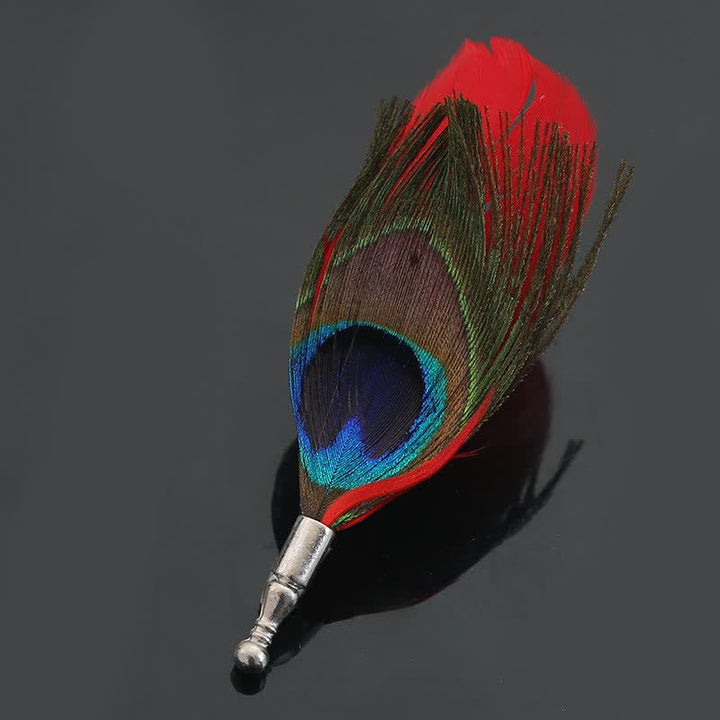 Unisex Classic Wedding Party Colorful Peacock Feather Brooch - Style #9 - image 10