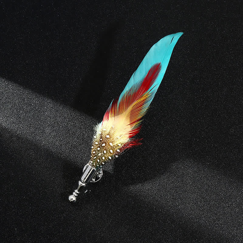 Unisex Classic Wedding Party Colorful Peacock Feather Brooch - Style #7 - image 8