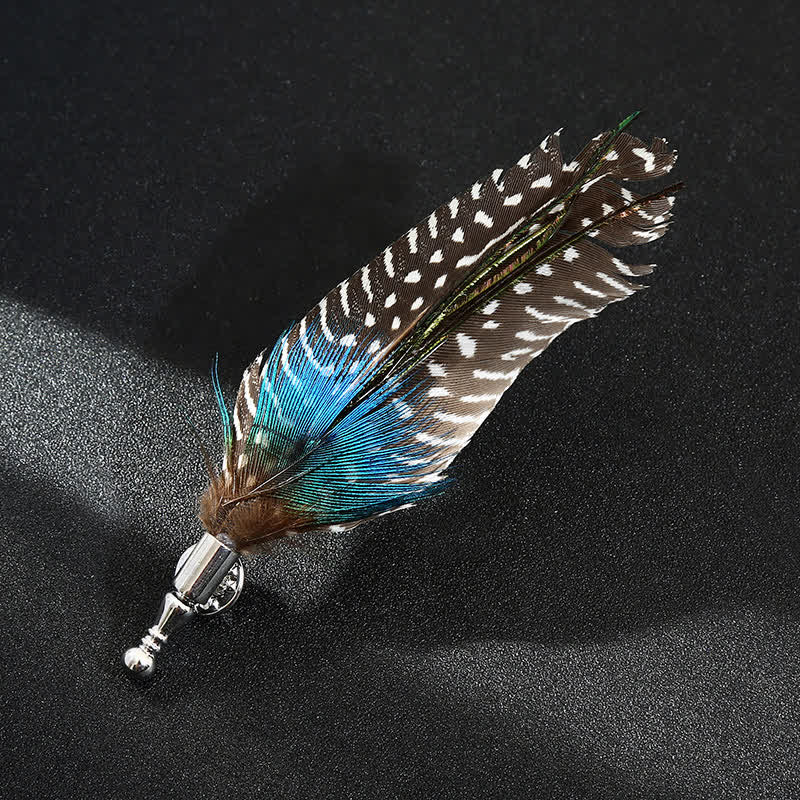 Unisex Classic Wedding Party Colorful Peacock Feather Brooch - Style #1 - image 2