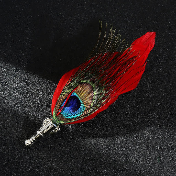 Unisex Classic Wedding Party Colorful Peacock Feather Brooch - Style #2 - image 3