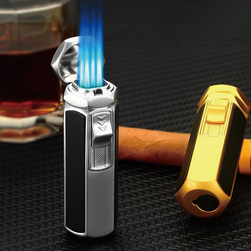 Quad Flame Lighter Refillable Butane Four Burner Lighter - image 0