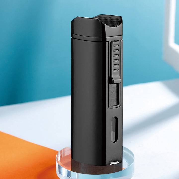 Windproof Triple Burner Lighter With Folding Cigar Cutter - Black - image 15