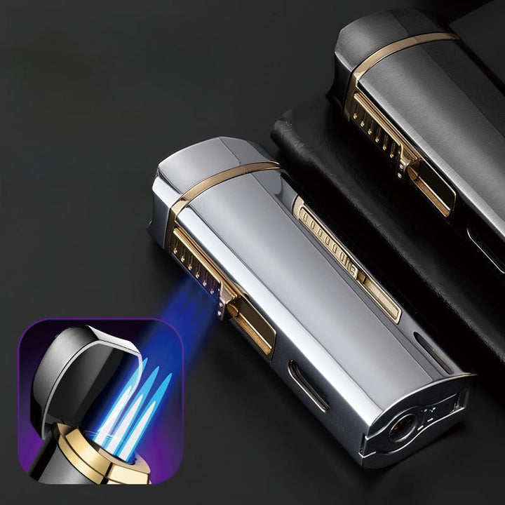 Windproof Triple Burner Lighter With Folding Cigar Cutter - image 5