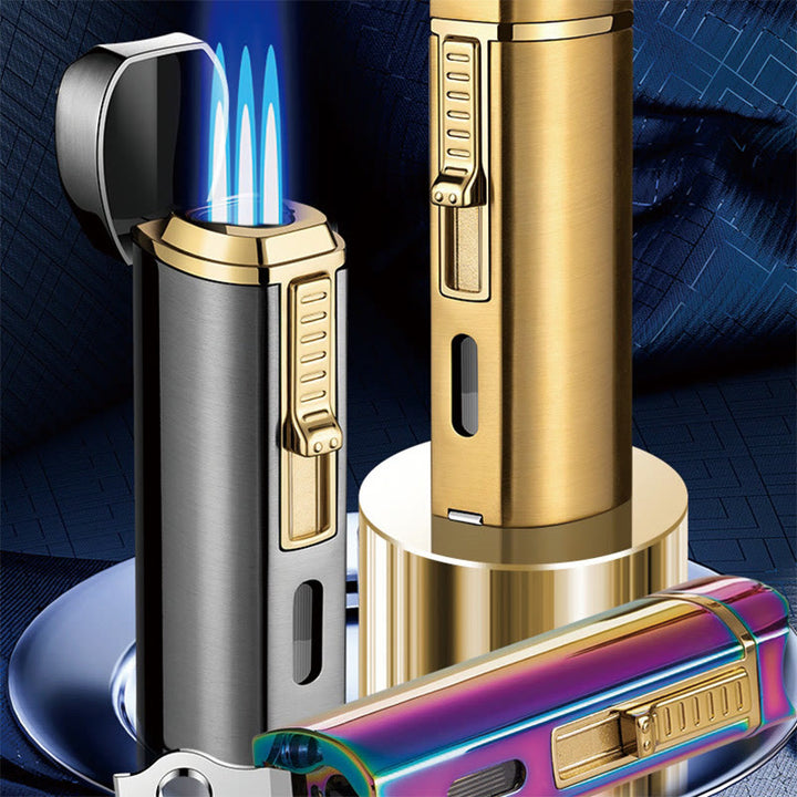 Windproof Triple Burner Lighter With Folding Cigar Cutter - image 6
