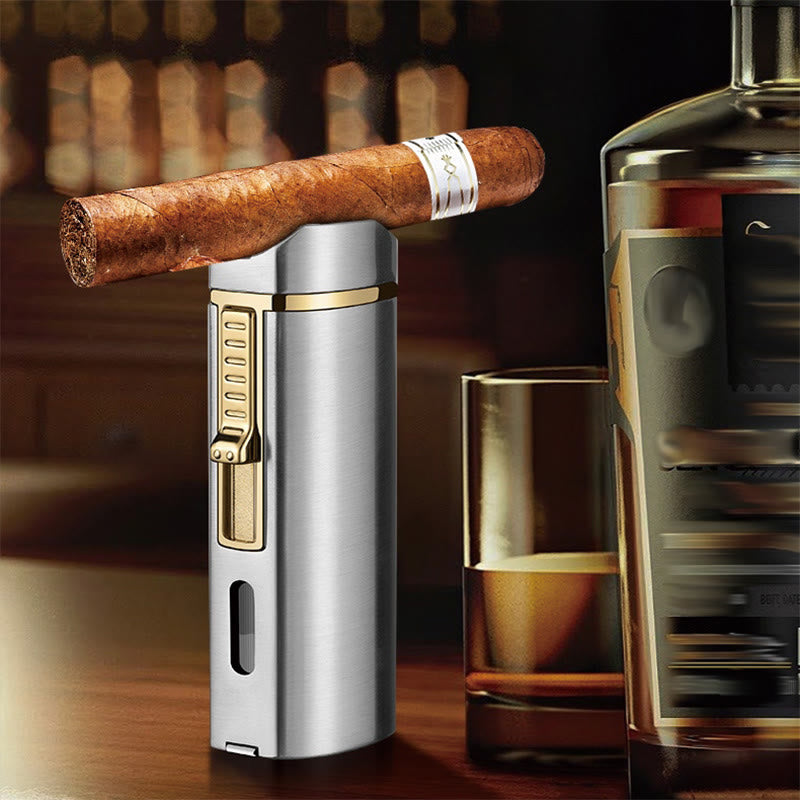 Windproof Triple Burner Lighter With Folding Cigar Cutter - image 4