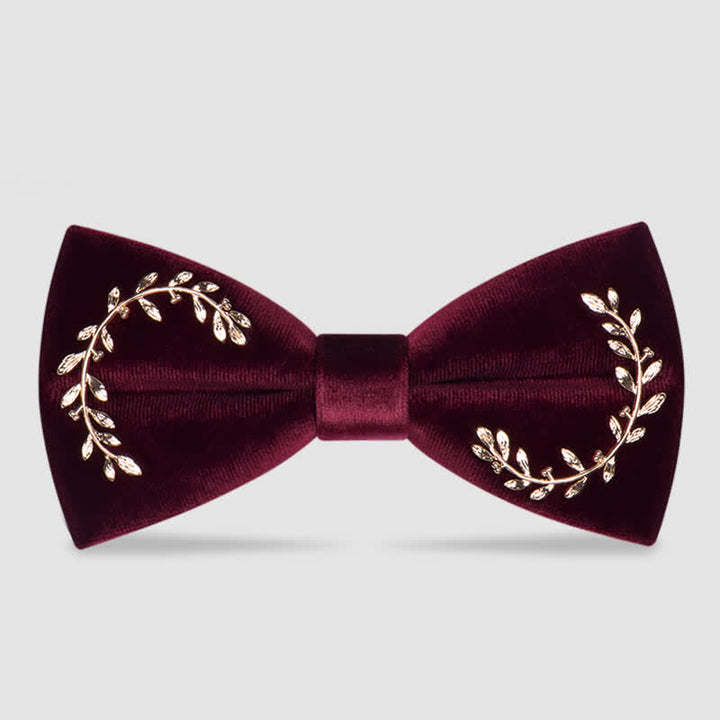 Men's Vine Leaves Velvet Bow Tie - Burgundy - image 2