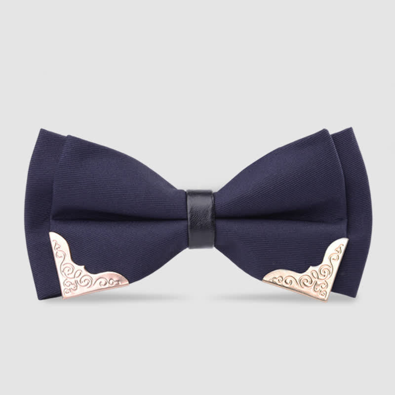 Men's Classic Metal Gold Bow Tie - Navy - image 15