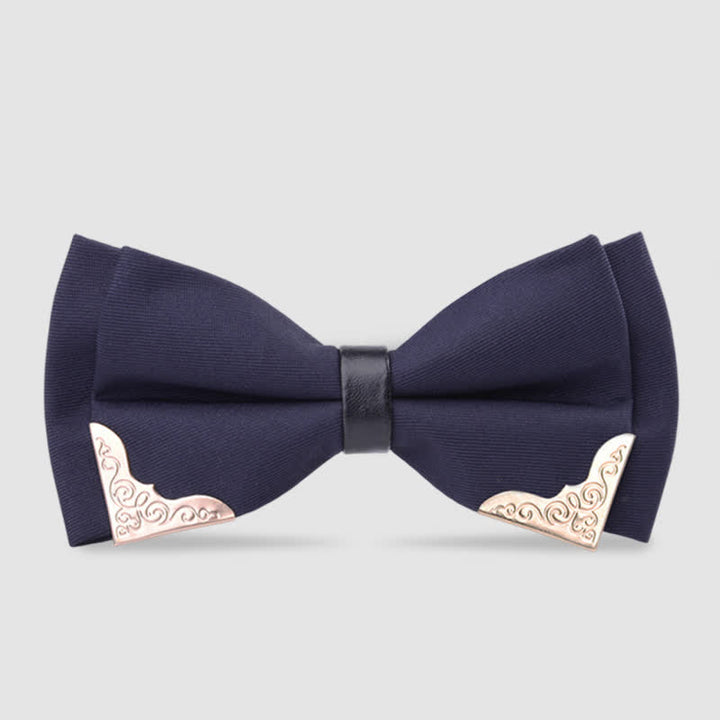 Men's Classic Metal Gold Bow Tie - Navy - image 15
