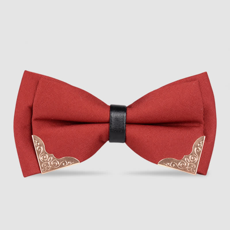 Men's Classic Metal Gold Bow Tie - Crimson - image 11