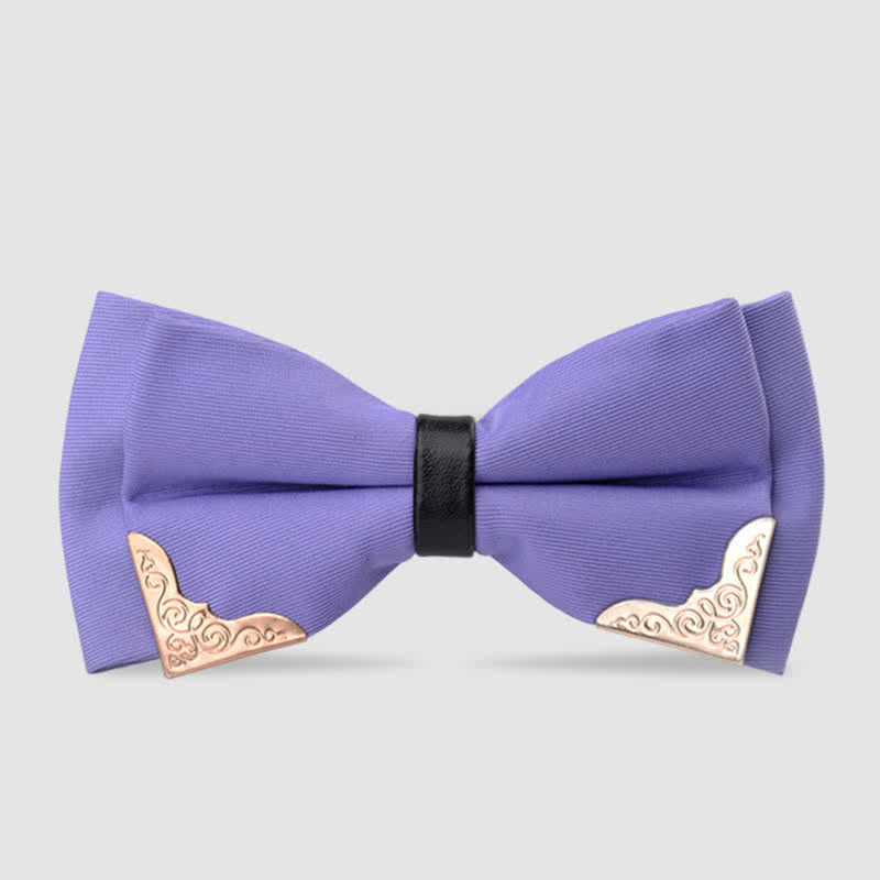Men's Classic Metal Gold Bow Tie - Violet - image 8