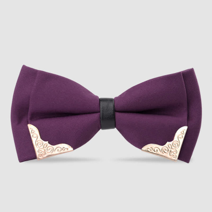 Men's Classic Metal Gold Bow Tie - Purple - image 10