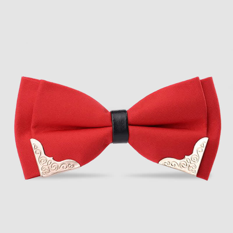 Men's Classic Metal Gold Bow Tie - Red - image 6