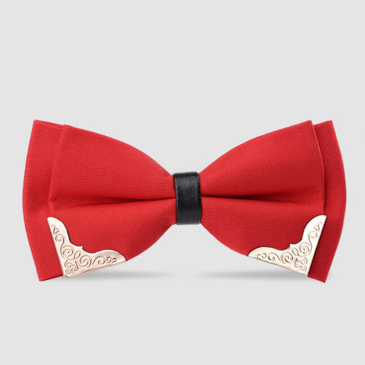 Men's Classic Metal Gold Bow Tie - Red - image 6