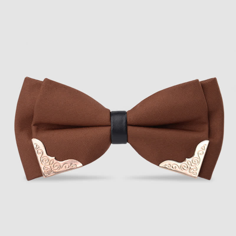 Men's Classic Metal Gold Bow Tie - Coffee - image 16
