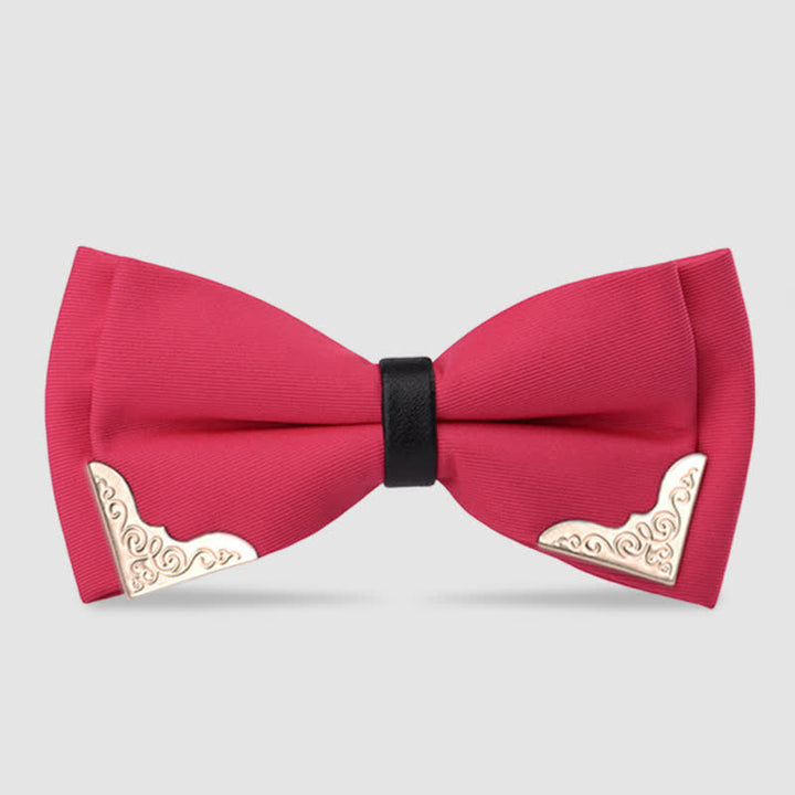 Men's Classic Metal Gold Bow Tie - DeepPink - image 3