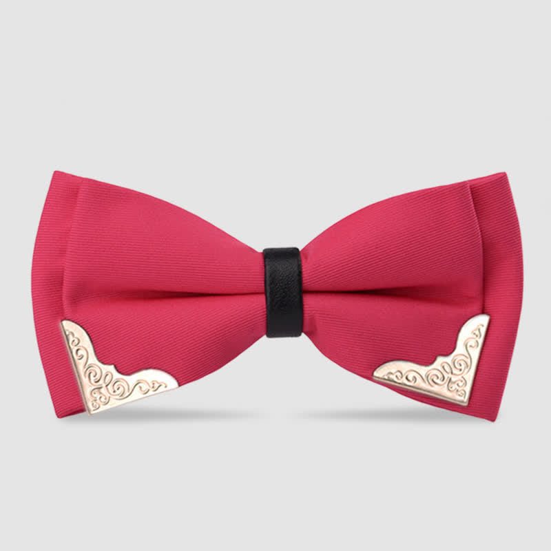 Men's Classic Metal Gold Bow Tie - DeepPink - image 3