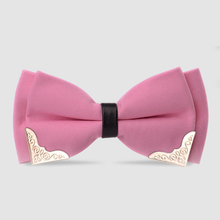 Men's Classic Metal Gold Bow Tie - Pink - image 5