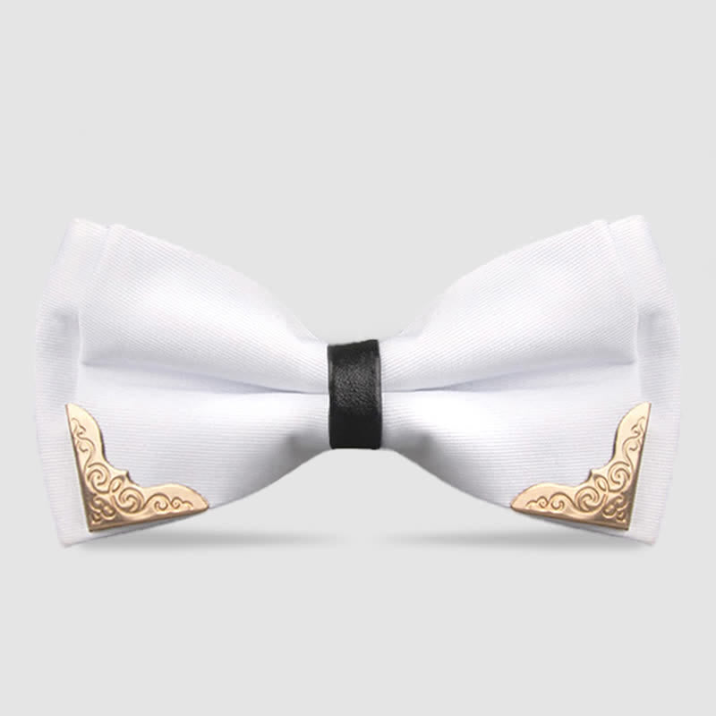 Men's Classic Metal Gold Bow Tie - White - image 4