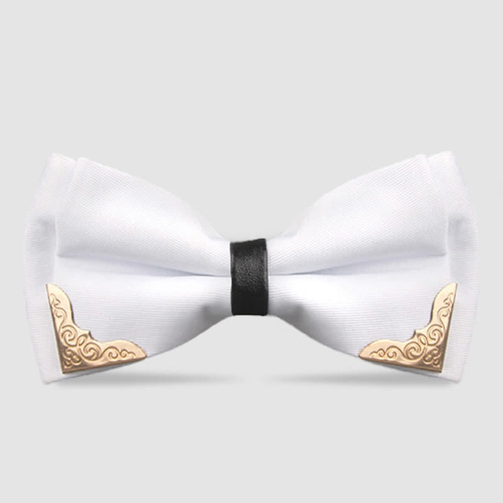 Men's Classic Metal Gold Bow Tie - White - image 4