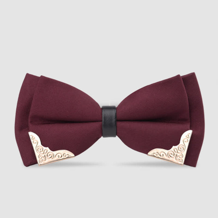 Men's Classic Metal Gold Bow Tie - DarkMagenta - image 9