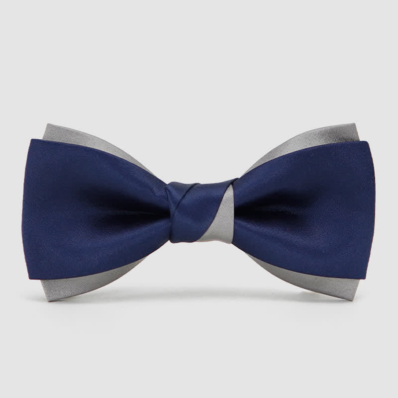 Men's Noble Navy & Silver Double Layered Bow Tie - Navy - image 0