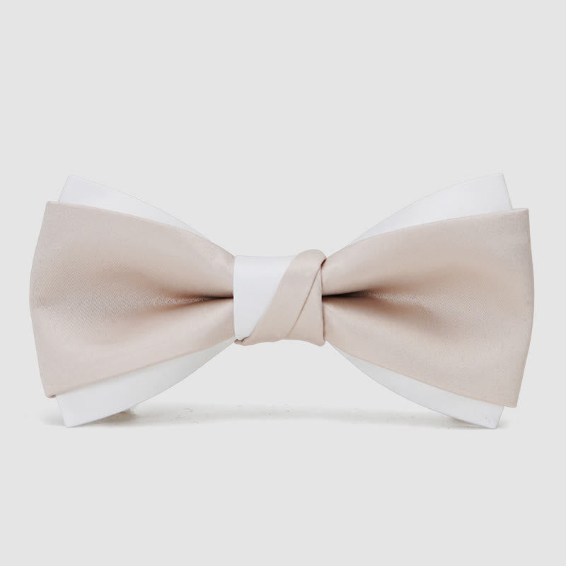 Men's Gentle Pink & White Double Layered Bow Tie - Pink - image 0