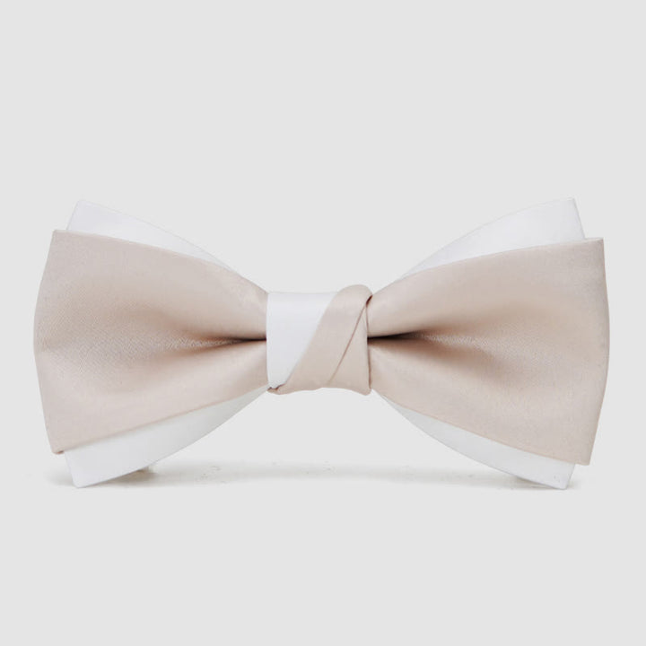 Men's Gentle Pink & White Double Layered Bow Tie - Pink - image 0