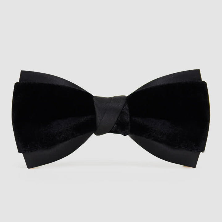 Men's Two-Tone Velvet Double Layer Bow Tie - Black - image 5