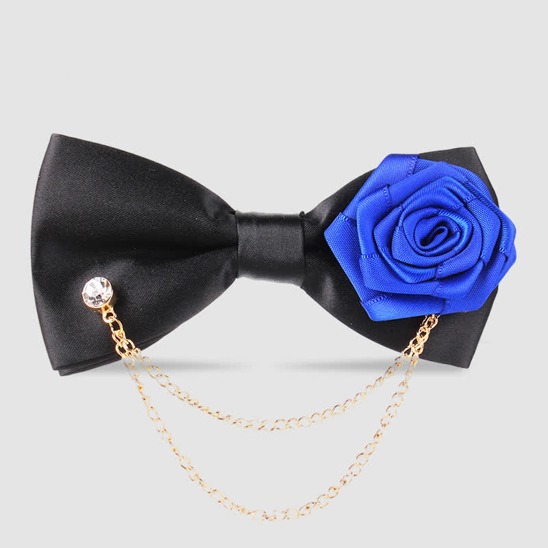 Men's Elegant Rose Golden Chain Decoration Bow Tie