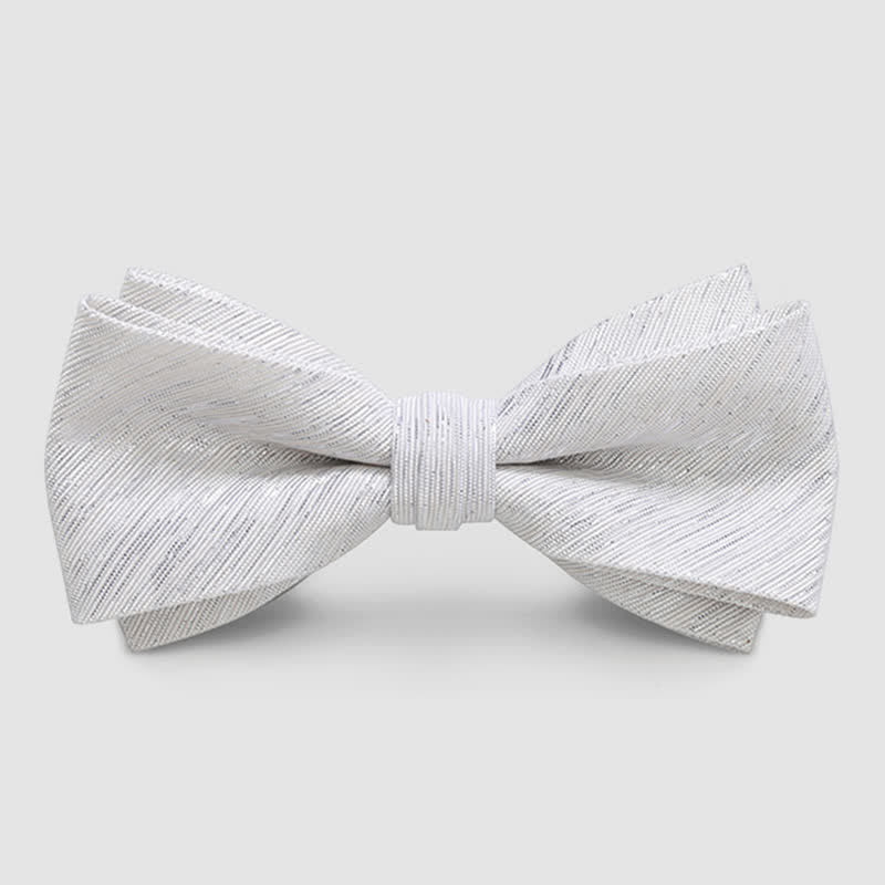 Men's Gold Striped Double Layered Bow Tie - White - image 6