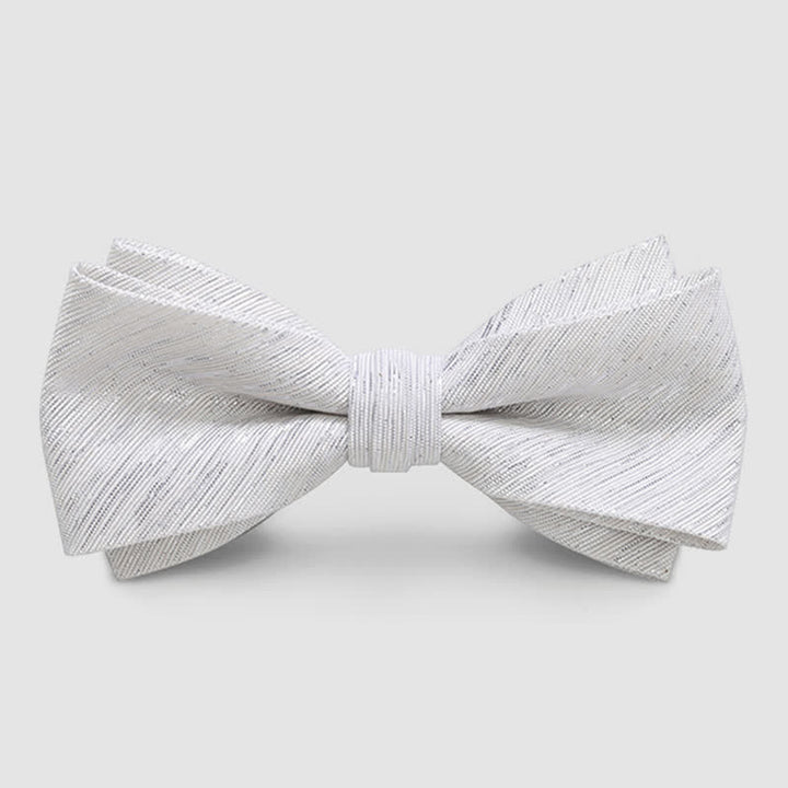 Men's Gold Striped Double Layered Bow Tie - White - image 6