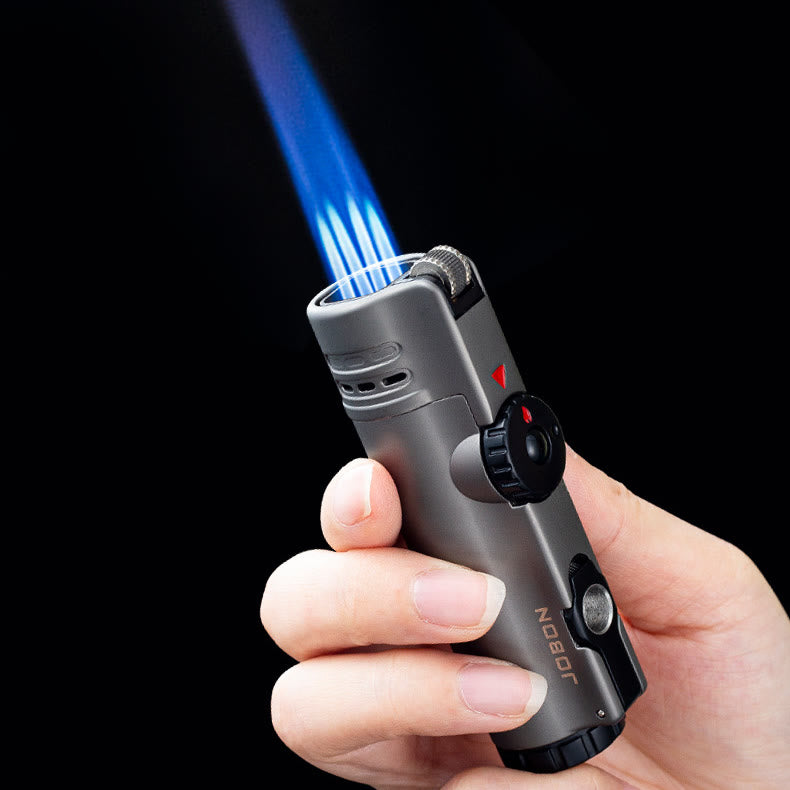 Quad Flame Lighter With Cigar Puncher Four Burner Lighter - Black - image 0