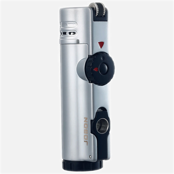 Quad Flame Lighter With Cigar Puncher Four Burner Lighter - Silver - image 10