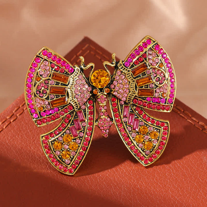 Women's Butterfly Art Decor Crystal Rhinestones Brooch - Pink - image 5
