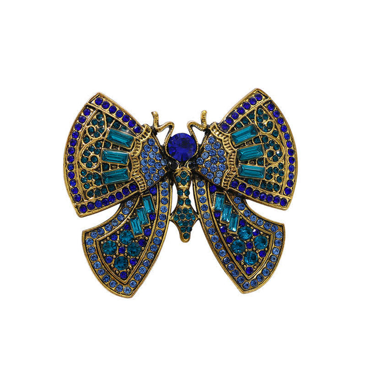 Women's Butterfly Art Decor Crystal Rhinestones Brooch - Blue - image 0