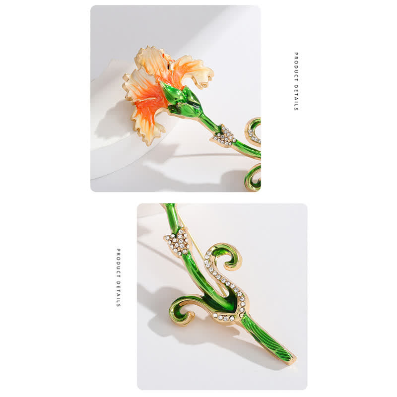 Women's Lovely Enameled Carnation Brooch - image 8