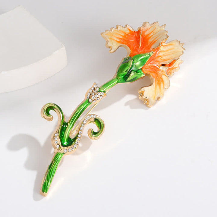 Women's Lovely Enameled Carnation Brooch - image 7